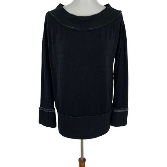 Stateside Pullover Sweater Medium Black Minimalist Cozy Loungewear - Picture 3 of 7